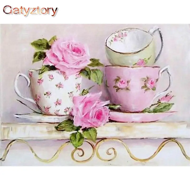 

GATYZTORY 60x75cm Frame DIY Painting By Numbers Kits Potted Abstract Modern Home Wall Art Picture Flowers Paint By Numbers