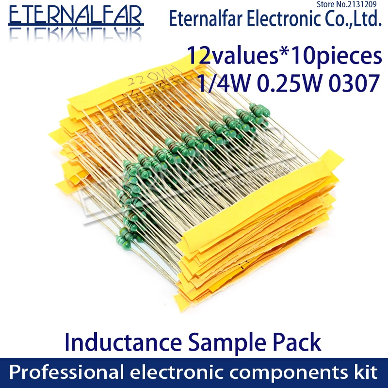 12values Color Ring Inductor Assortment 0307 1/4w 0.25w Inductors 1uh