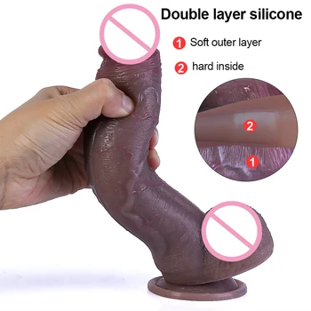 Black Skin Real Dildo Soft Sexy Big Penis Realistic cock Female Masturbator G-spot Anal Sex Toys Strap on Huge Dick for Women 2