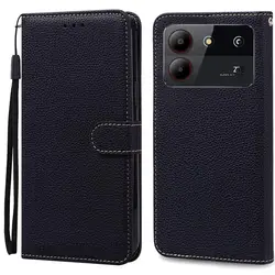 Elegant Leather Wallet Flip Case - Premium Phone Cover with Bumper Protection - ZTE Blade A54 (Black)