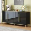 63" Buffet Sideboard Cabinet with Storage, High Glossy Coffee Bar Cabinet with Adjustable Shelves & Doors, Modern Storage Consol 1