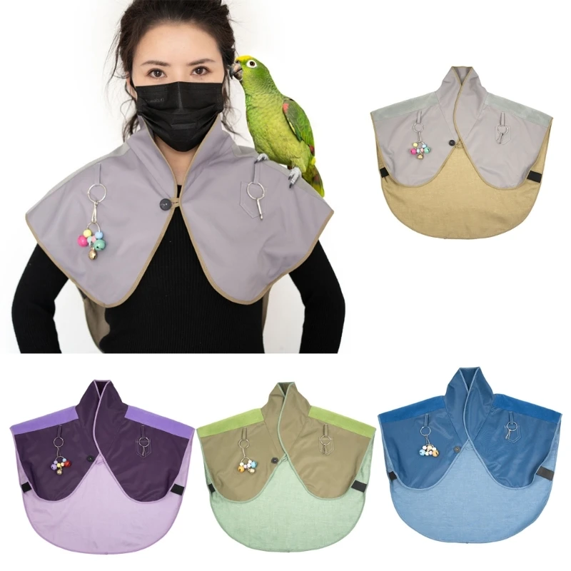 Parrot Anti-Scratch Shoulder Protector Cape Bird Poops Shawl Guard Small-Bell Toy for Small Medium Large Birds