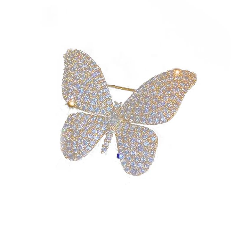 Elegant Temperament Crystal Brooch Pins For Women Shiny Rhinestone Butterfly Corsage Fashion Wedding Party Jewelry Best Gift