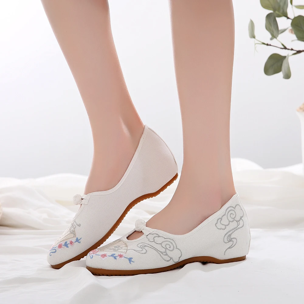Veowalk Cotton Embroidery Women Comfort Ballet Flats Vegan Ladies Casual Canvas Slip-on Ballerinas Denim Dance Costume Shoes women shoes casual shoes women sneakers women flats