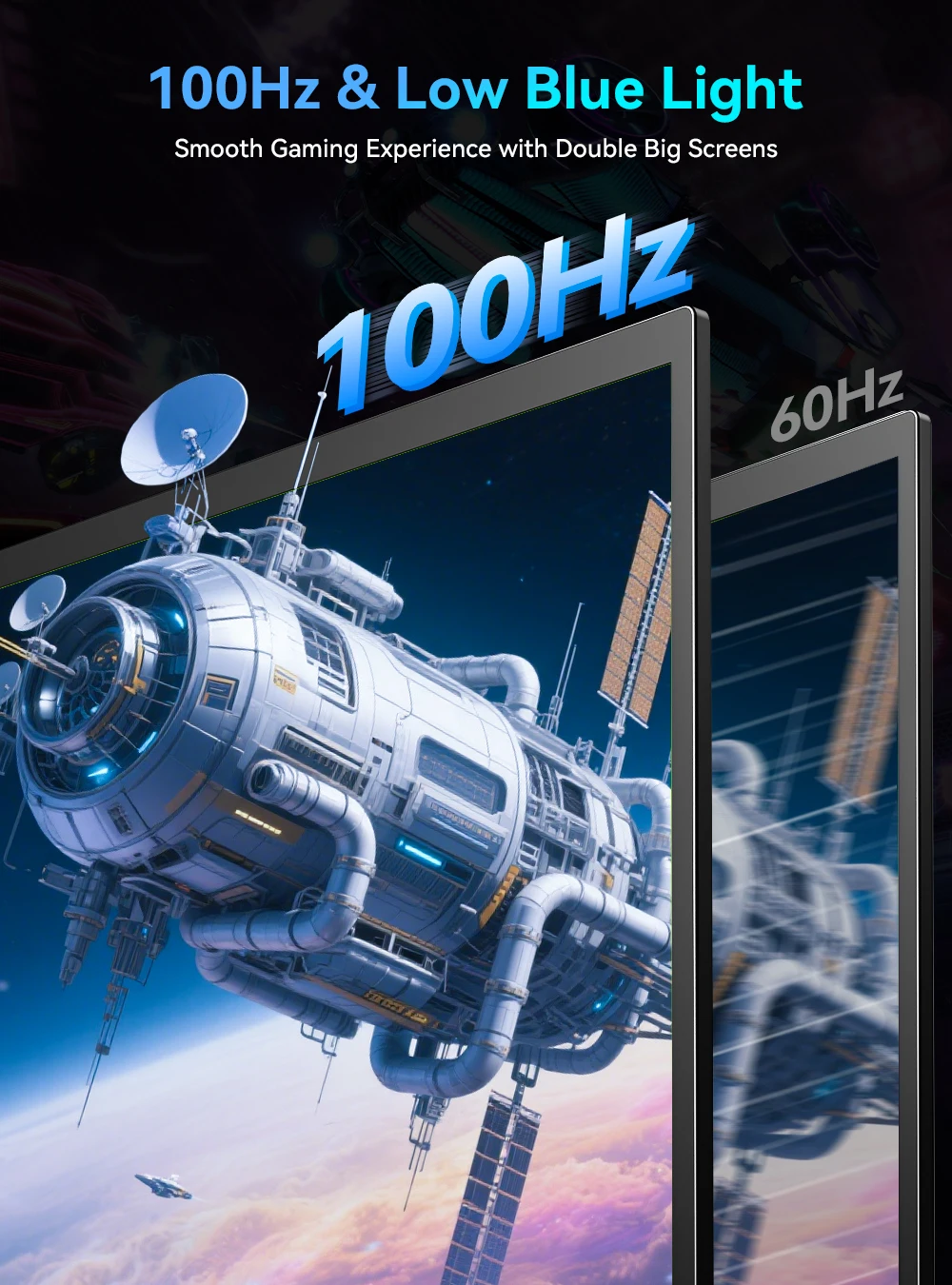 EVICIV 18.5인치 100Hz 트리플 모니터 1080P 8비트 100%sRGB 고색감 드라이버 불필요 접이식 스택형 디자인 노트북 화면 확장기 윈도우 맥 완전 호환 게이밍 사무 업무 범용 휴대용 외장 디