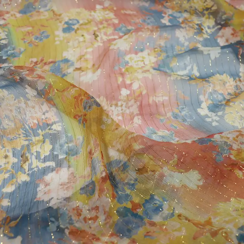 

Популярный тканый Тутовый удобный шелковый цвет металлик золото льняные коричневые цветы для весенней ткани платье одежда