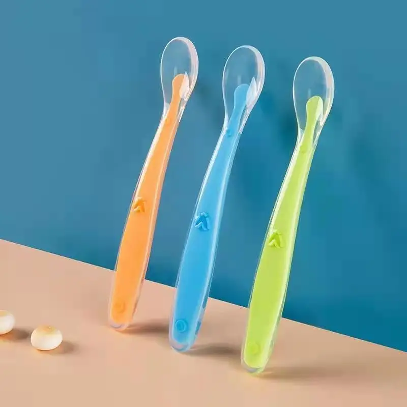 Baby Tableware Set Baby Silicone Soft Spoons Children's Training Utensils Baby Feeding Soft Complementary Food First Stage Cutlery