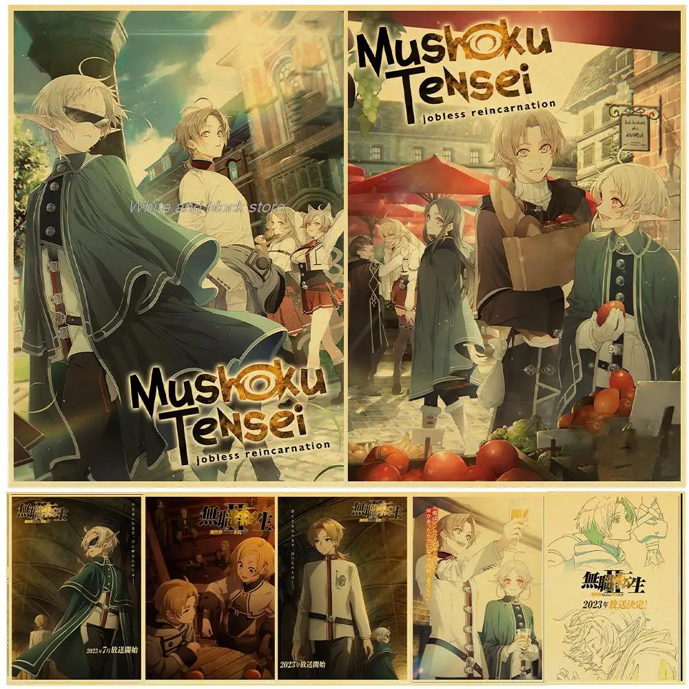 

Vintage Anime Mushoku Tensei: Jobless Reincarnation Season 2 Posters Kraft Painting Picture for Home Bedroom Decor