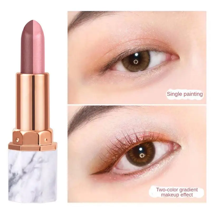 Professional 2 In 1 Double Color Gradient Velvet Eye Shadow Stick Lazy Makeup Waterproof Lasting Shimmer Metallic Eyeshadow