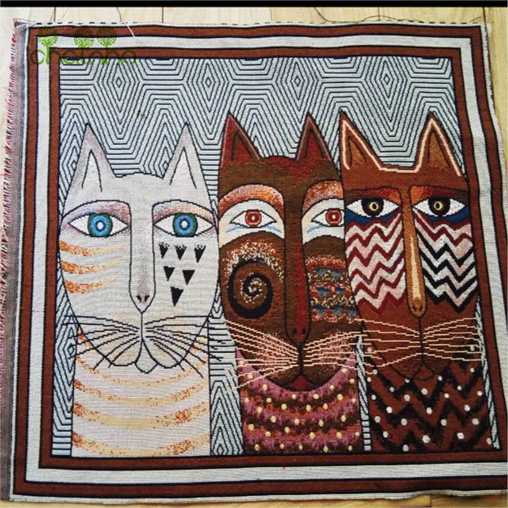 Chainho,Yarn Dyed Jacquard Cotton Linen Fabric,DIY Sewing & Quilting Accessories,Cushion,Pillow,Bags Material,1 Piece,48x48cm