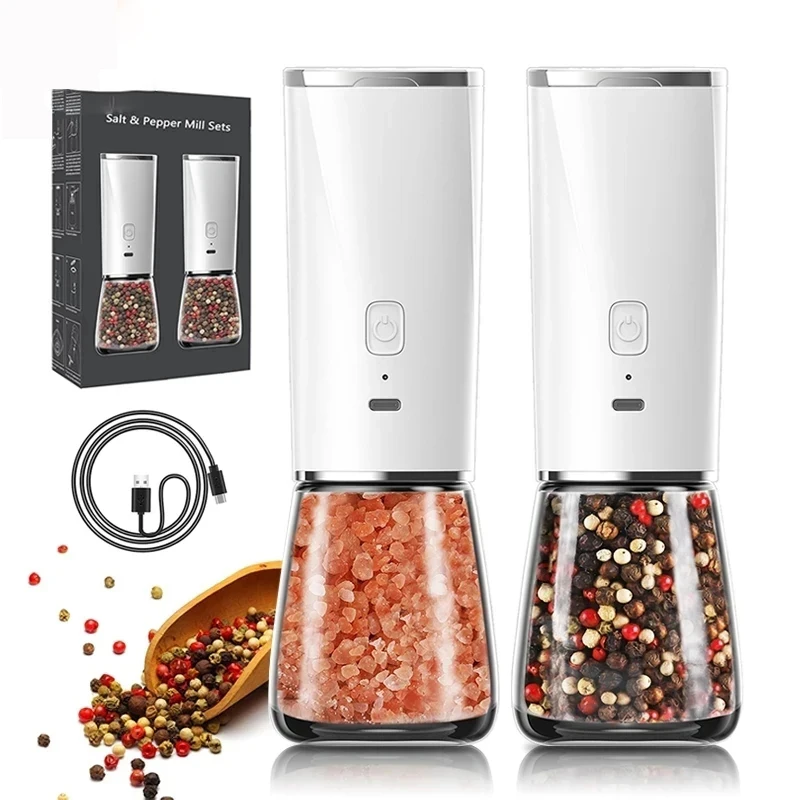 USB Rechargeable Salt and Pepper Grinder set Electric Pepper Grinders  Gravity Automatic Pepper Mills Salt Shaker Adjustable Coarseness Large  Capacity