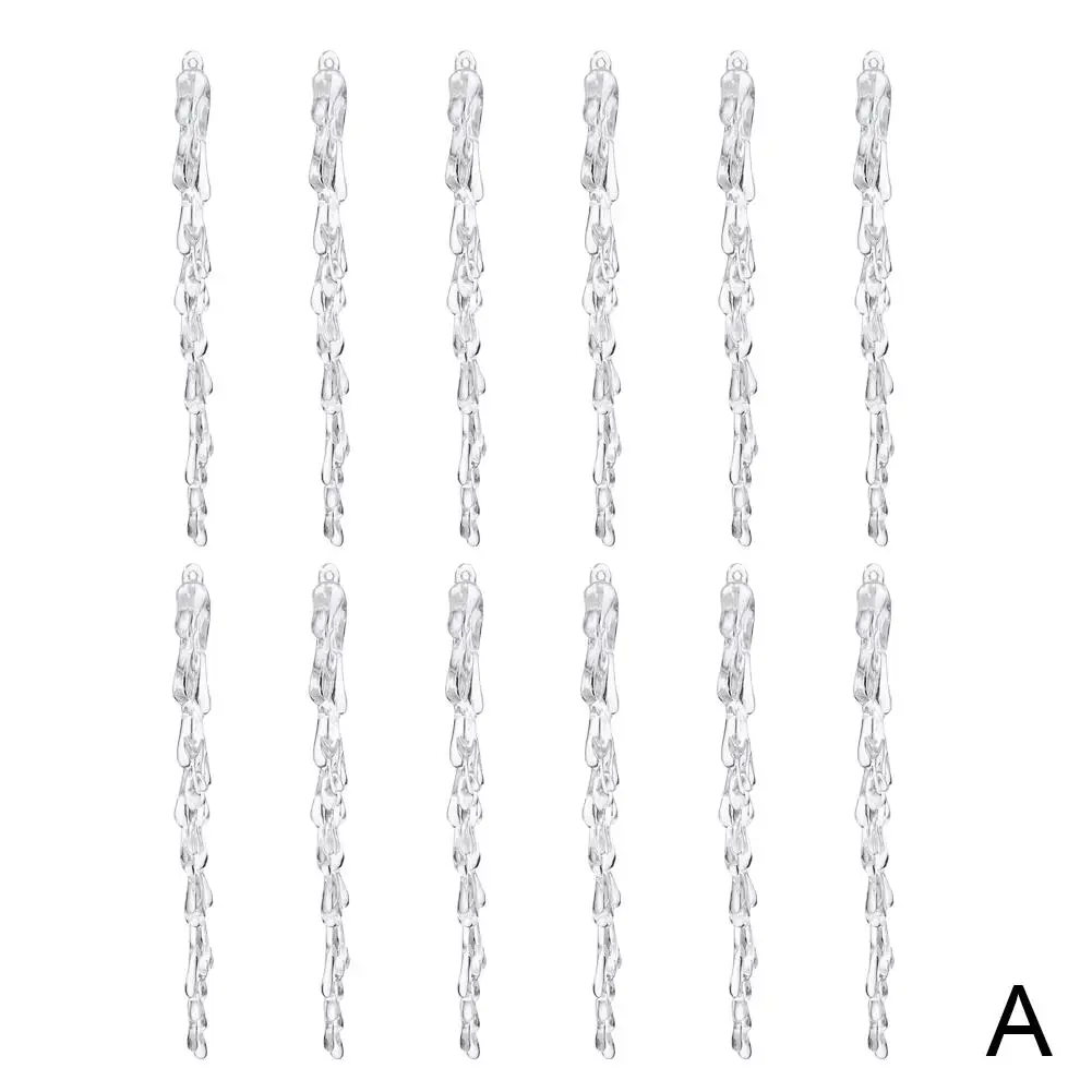 12 piezas de adornos de carámbanos de cristal, decoración navideña, adorno acrílico transparente, juego de carámbanos de Navidad para bodas, árboles de Navidad, plástico Pa G3X0