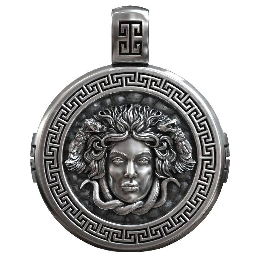

Medusa Gorgona Head Snake Ancient Greece Antique Pendant 925 SOLID STERLING Silver High Trendy