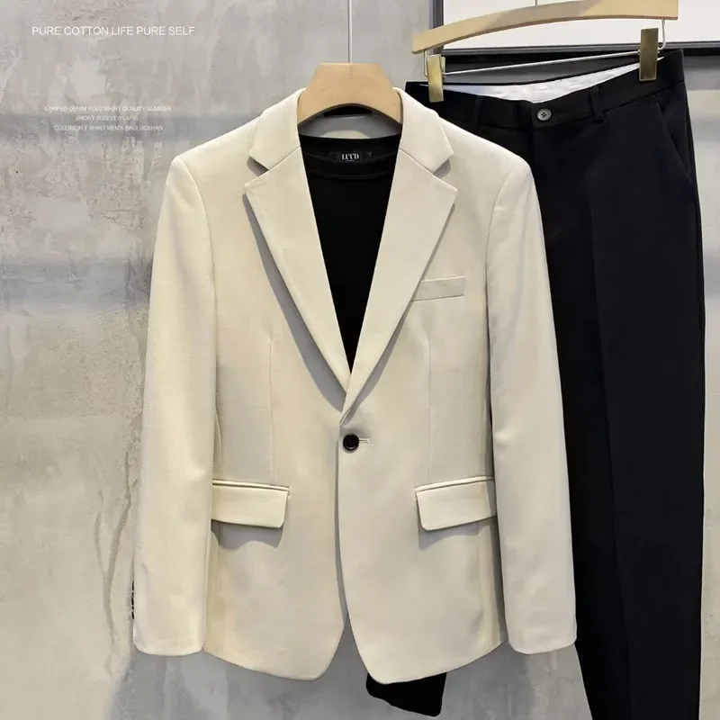 Men's Casual Suit Jacket Spring Autumn British Lightweight Trendy Brand Business Formal Western-style Clothes Top Solid Color