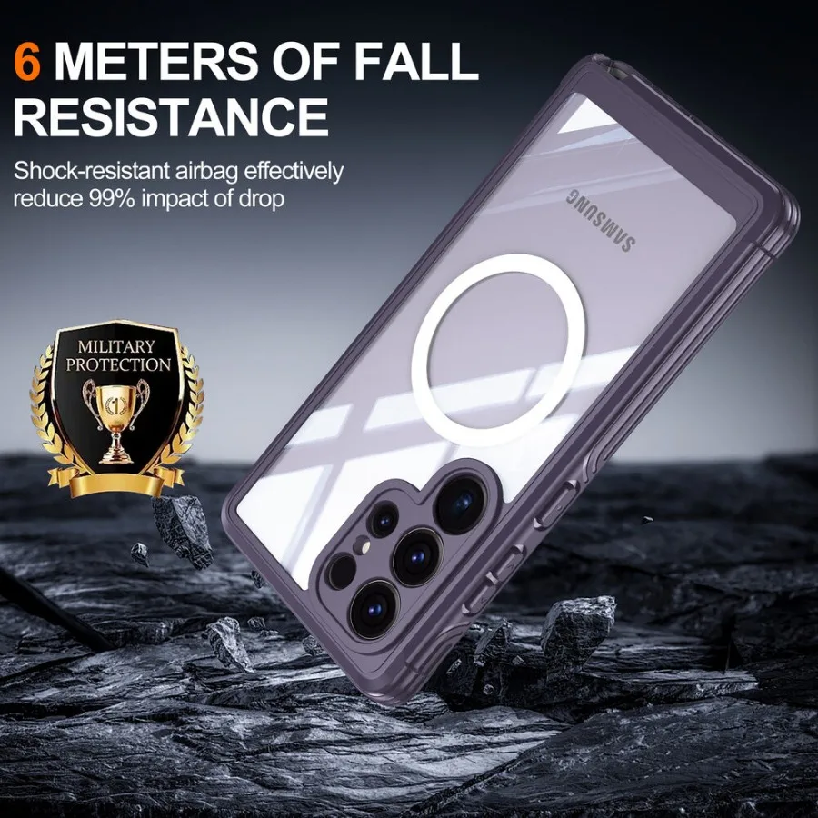 Enhanced Waterproof Magnetic Case - Shockproof Anti-Slip Bumper Cover with Screen Protection