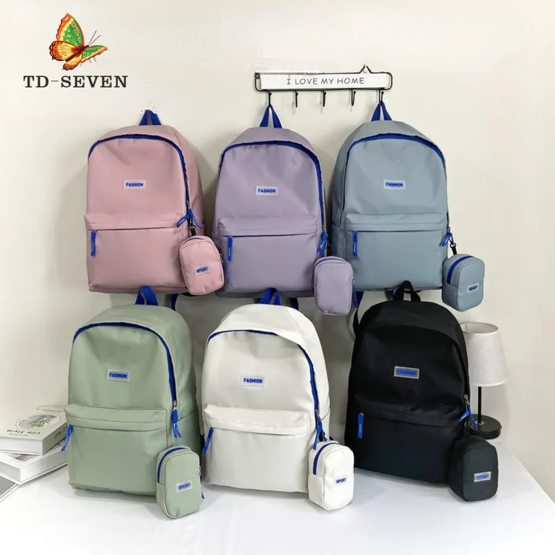 

Женские сумки, студенческий нейлоновый рюкзак, Женский школьный портфель контрастных цветов на выбор, многофункциональная вместительная сумка