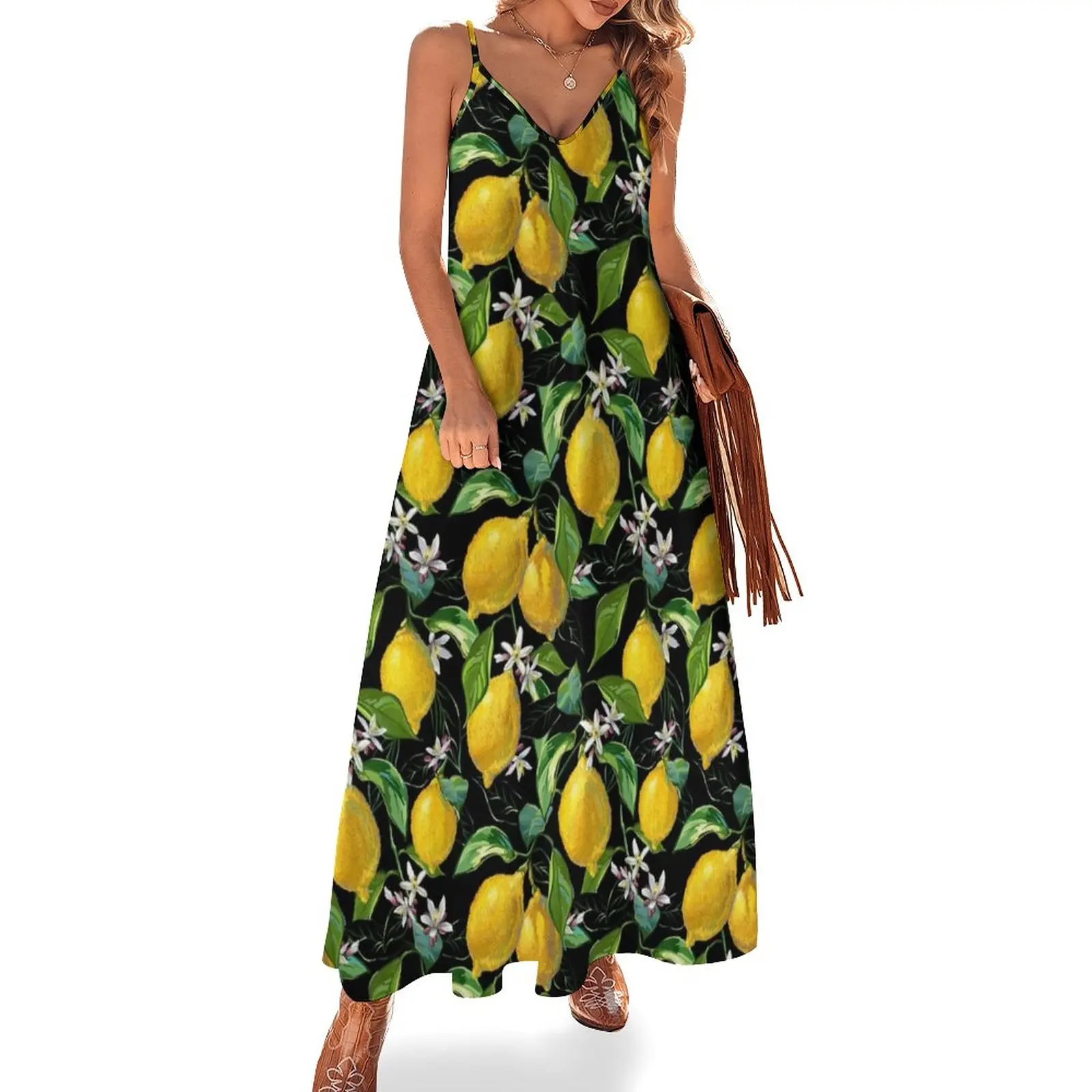 

Fresh Lemons | Black Sleeveless Dress Female dress summer dress for women 2023 Woman clothes loose women's dress
