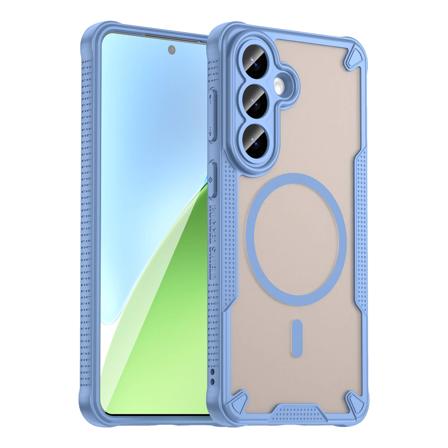 Magnetic Luxury Matte Translucent Shockproof Armor Case with Wireless Charging Compatibility