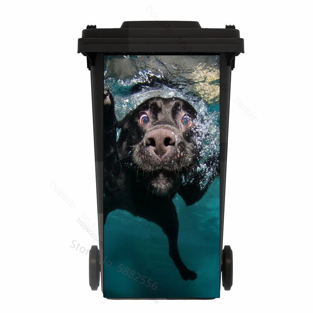 Trash Can Sticker Funny Animals Renew Rubbish Bin Sticker Vinyl Removable Waterproof Sticker Decals Fashion Ktichen Accessory Home Decoration Gift