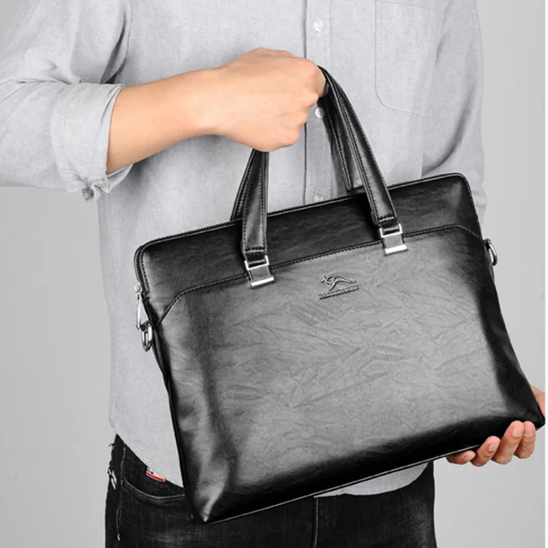 Luxury Men's Leather Briefcase Large Capacity Handbag Office Shoulder Messenger Bag Business Male Laptop Tote Bag