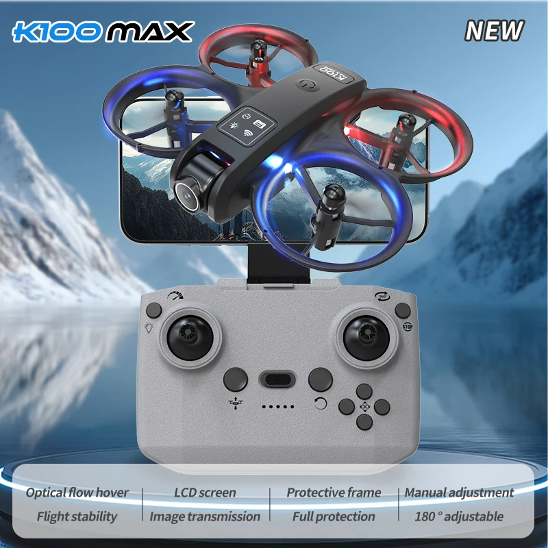 Drone K100 Max Dual 8K Cameras - Gris, 15min Vol, Positionnement Flux Optique