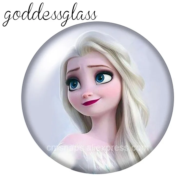 Disney Frozen Elsa Anna Princesses 10pcs 12mm/18mm/20mm/25mm Round Photo Glass Cabochon Flat Back Making Findings for Bracelets,fashion jewelry