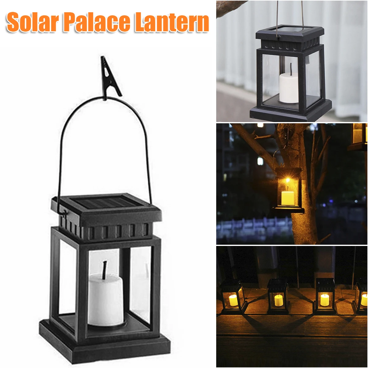 Outdoor Solar Candle Lantern Outdoor LED Solar Lantern IP44 Waterproof Hanging Lantern Light Auto ON/OFF Solar Landscape Light