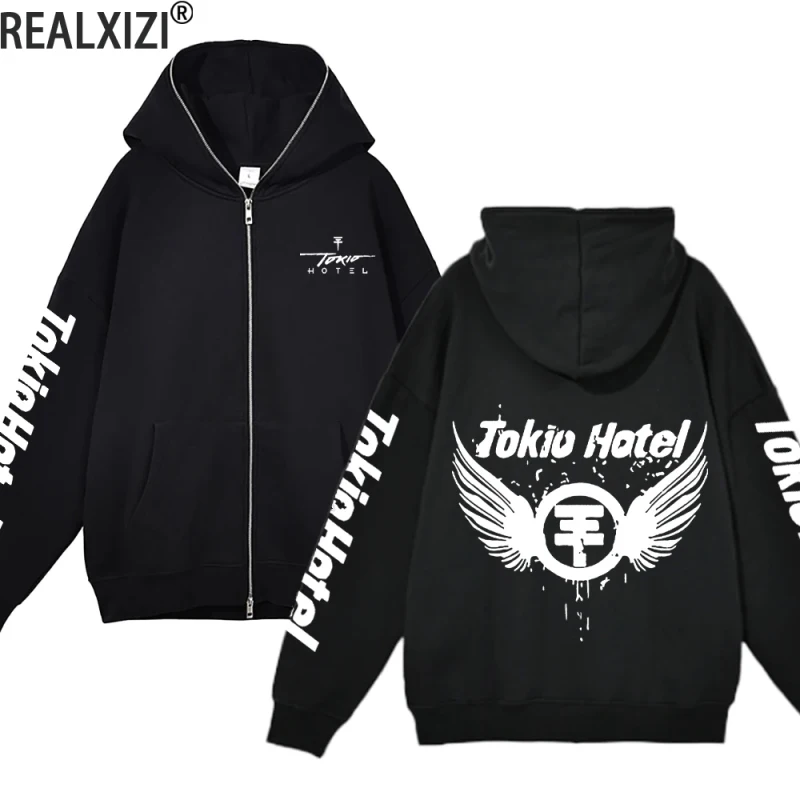 

Tokio Hotel Zip-up Jacket Casual Streetwear Thin Fleece Oversized Hoodie Spring Autumn Rock Band Sweatshirts Unisex Y2K Sweater