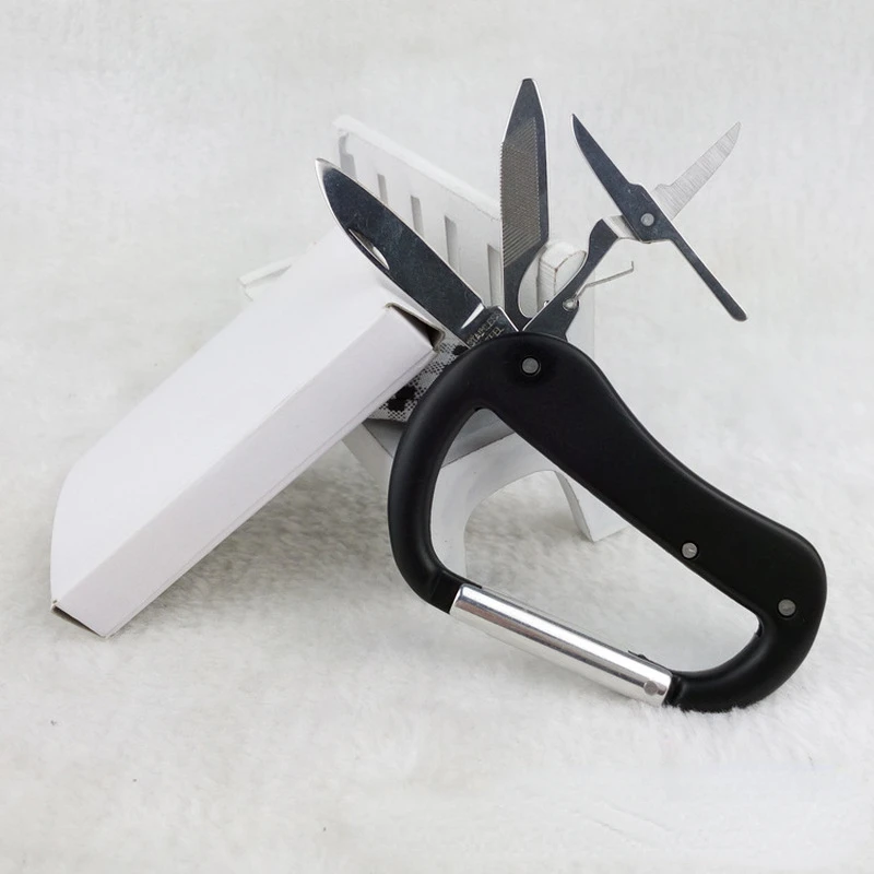 

Уличная многофункциональная Пряжка для альпинизма Тип D пять в одном портативный брелок со складным ножом инструмент для чрезвычайных ситу...