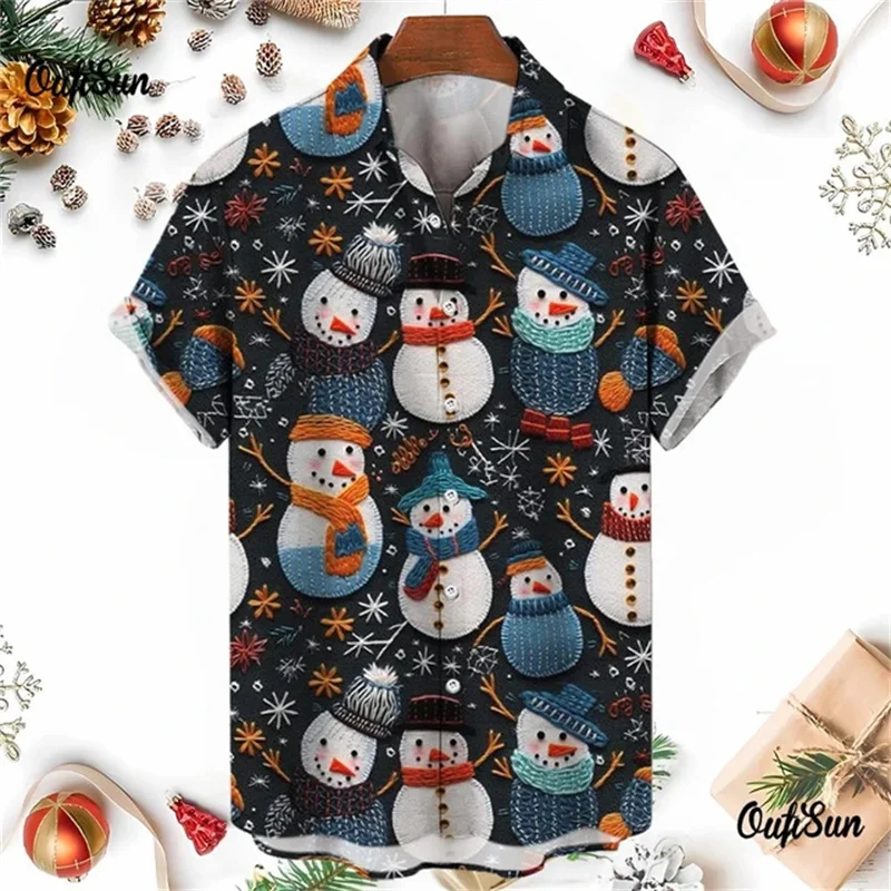 2024 Men's Shirts Christmas Short Sleeve Casual Fashion Hawaiian Shirts Party Summer Men's Tops T-Shirts