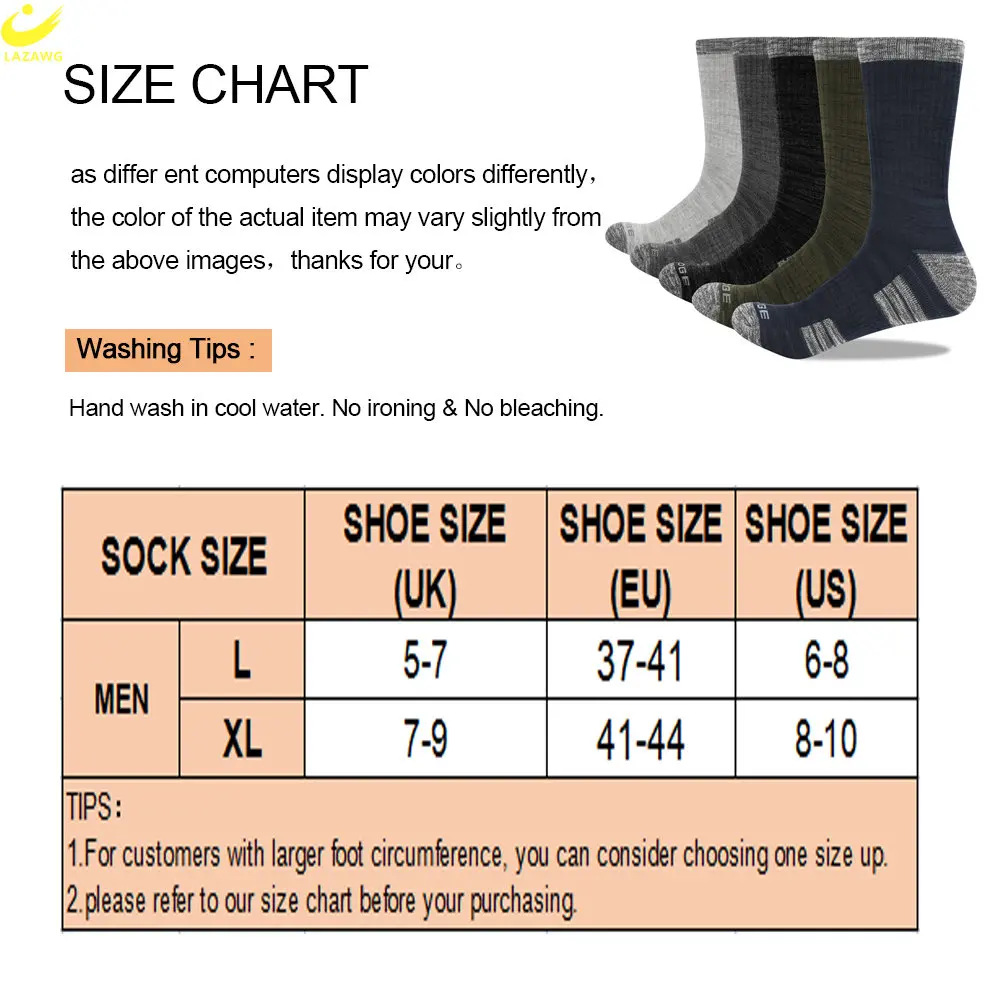 LAZAWG 5Pairs Men's Cotton Running Crew Socks Middle Tube High Quality Casual Breathable Warm Sports Socks for Men Soft Sock