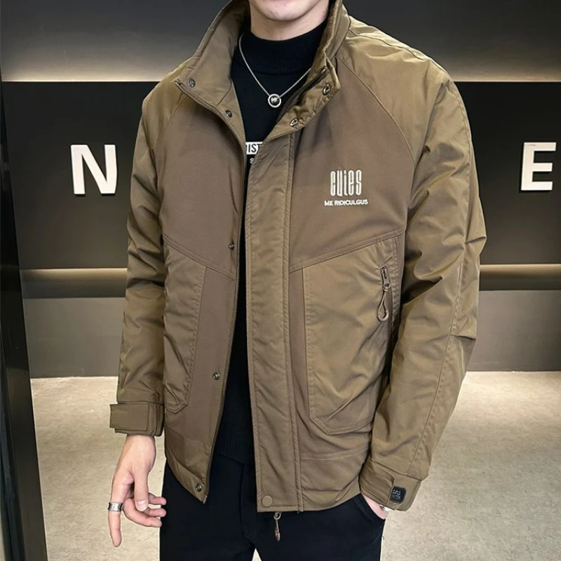 

Male Cotton-Padded Coat Winter Trendy Men Loose Stand-up Collar Casual Outwear Thickened Warm Large Size Short All-Match Outcoat