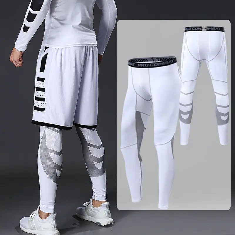 

Men's Lycra Compression Pants Cycling Running Basketball Soccer Elasticity Sweatpants Fitness Tights Legging Trousers Rash Guard