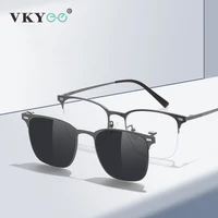 VICKY New Geometric Polarized Magnetic Clip Flip Flop Men's Sunglasses Myopia Reading Eyeglasses Custom Prescription Glasses Men