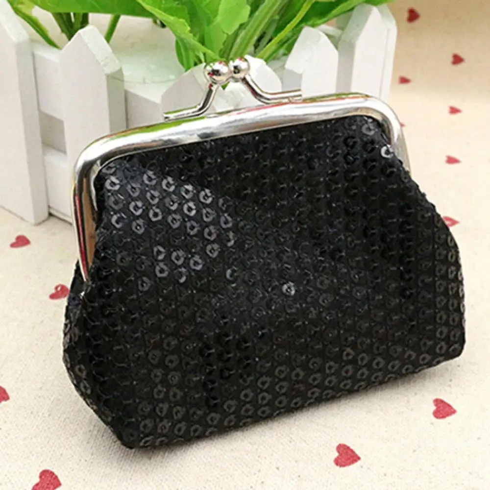 Fashion Women Sequins Buckle Mini Change Coin Purse Easy To Carry Clutch Handy Wallet Bag