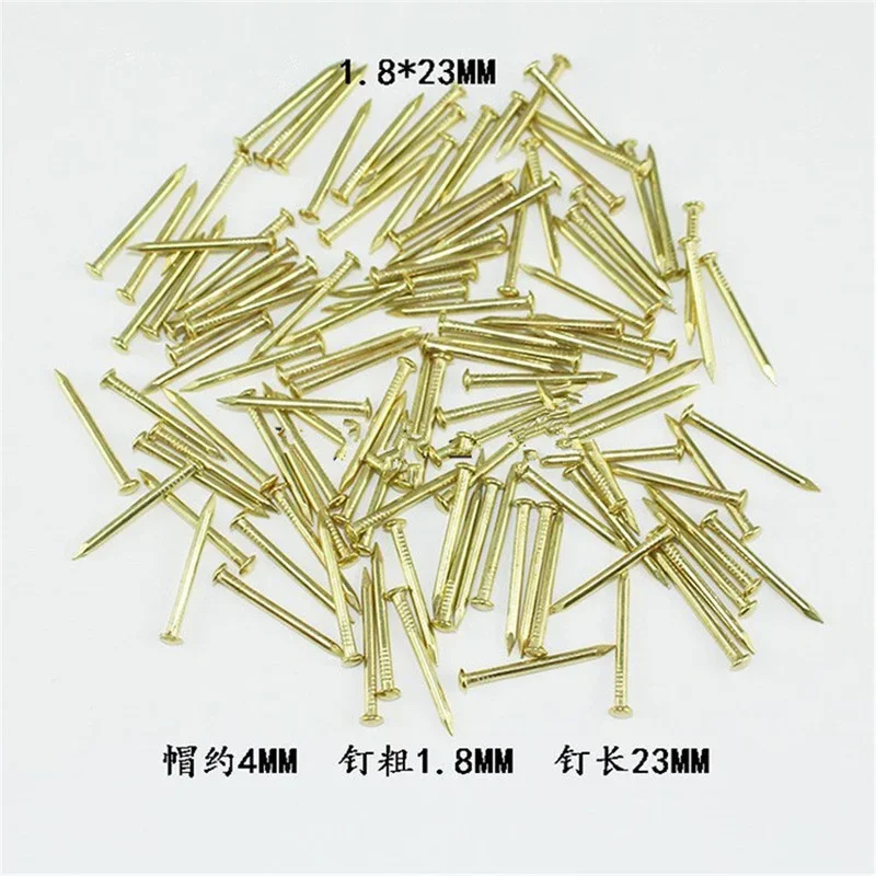 Self Tapping Screws Round Head Nails 1pack Copper Brass Round Head Nail Self-tapping Screws for Furniture Hinge Jewelry Box Fastener Sofa Decorative Tack Hardware