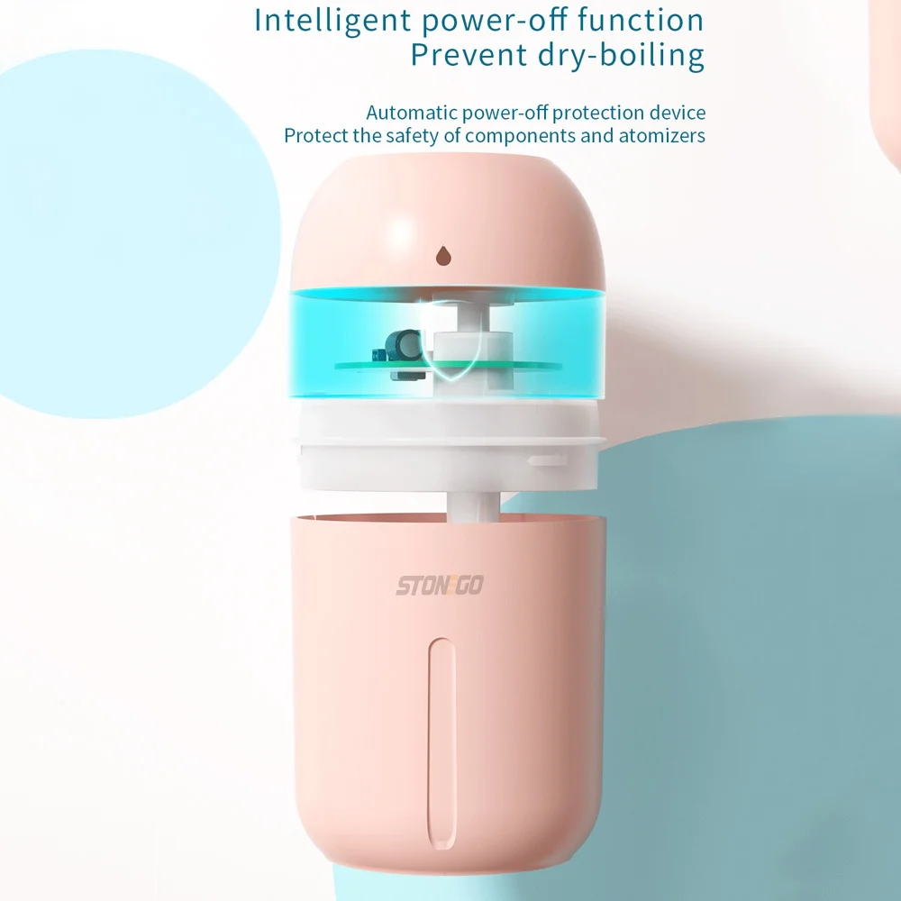 330ml USB 미니 휴대용 쿨 미스트 가습기 (차량, 침실, 사무실, 여행용, 건조한 공기 방지, 개인용)