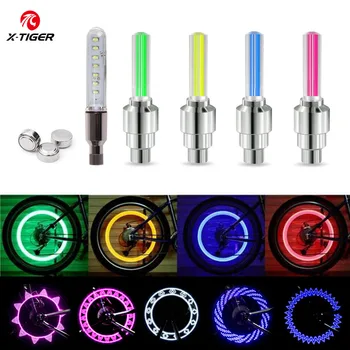 X-TIGER 다채로운 자전거 휠 스포크 라이트, IP55 방수, MTB LED 타이어 플래시 라이트, 사이클링 경고 램프, 타이어 깍지 라이트