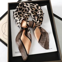 New Satin Shawl Design Wild leopard Print Silk Square Women neck scarves Wrap Headkerchief Beach Hair Band women's bandana 1