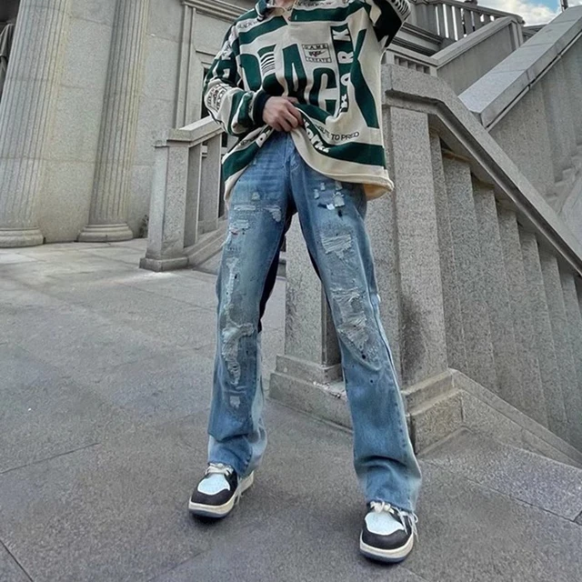 Distressed baggy jeans men Clearance