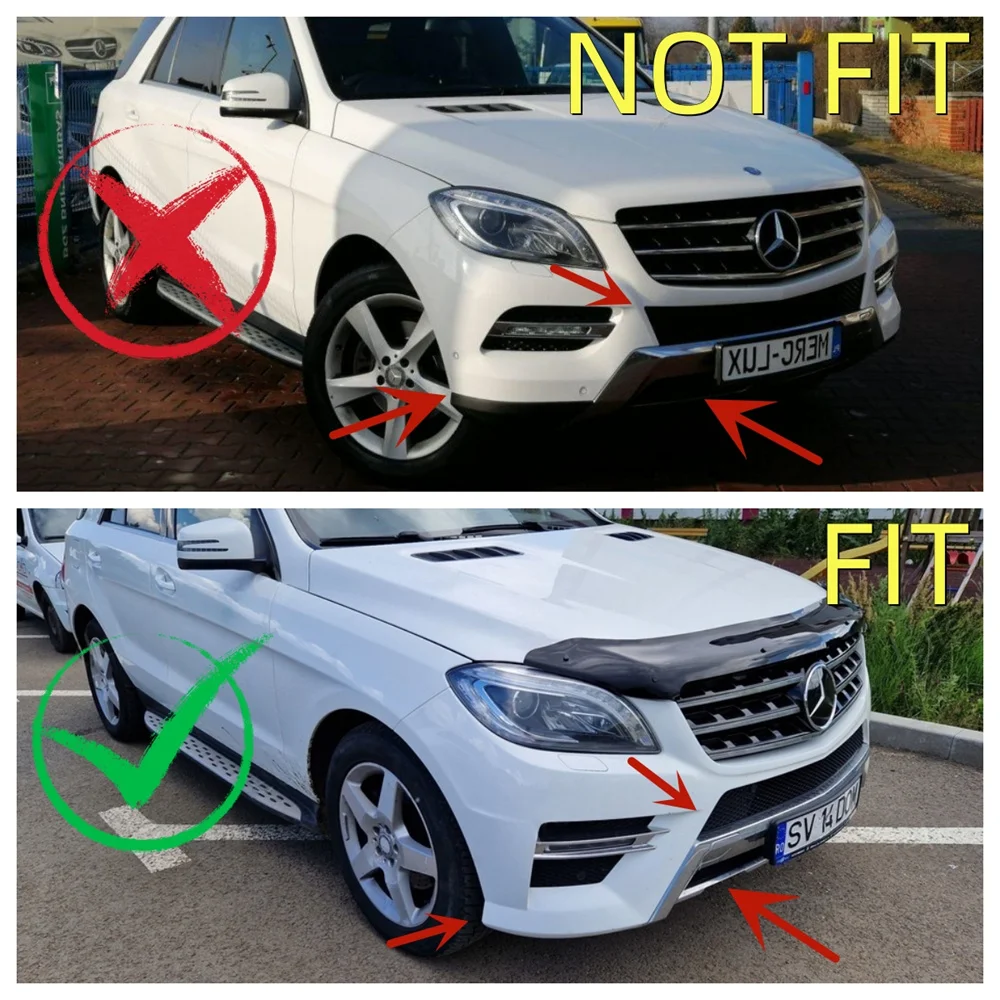 3Pcs 앞 범퍼 립 스포일러 스플리터 디퓨저 메르세데스 M 클래스 W166 ML250 ML350 ML400 ML500 2011-2015 Bodykit Tuning