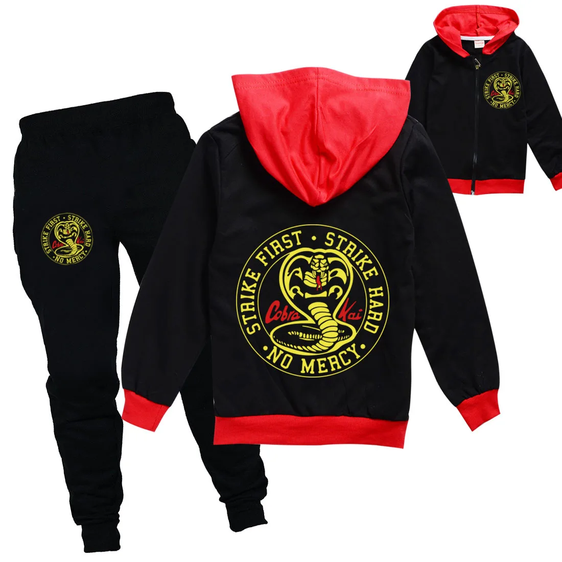 

2021 Spring New Cobra Kai Hoodie Suit Cotton Kids Jacket And Pant Two-piece Children Clothing Set 2-16Years Girl Boys Clothes