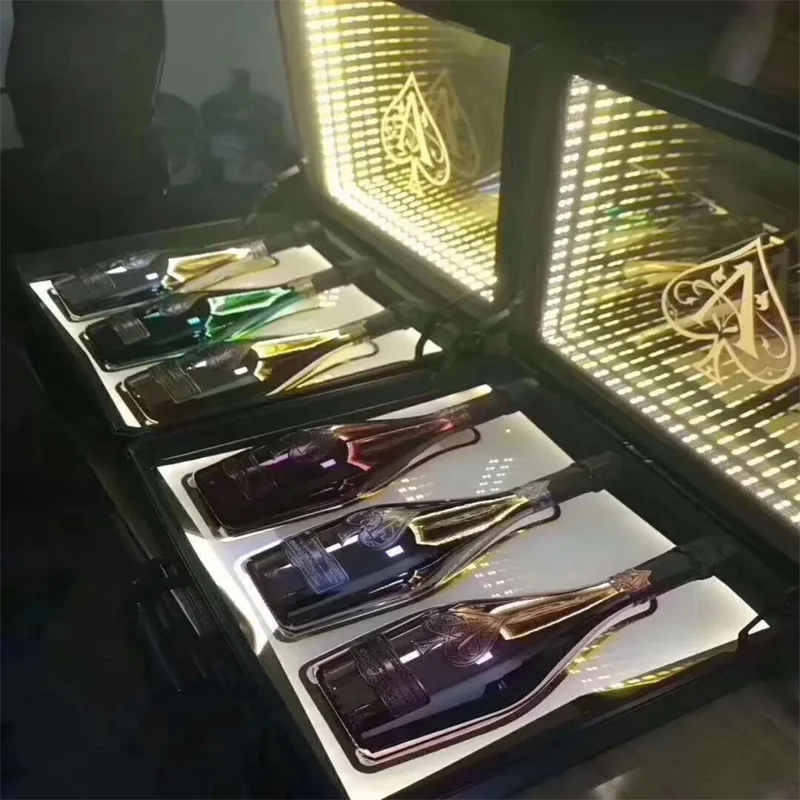 Rechargeable LED illuminated Ace of Spade Carrier Box VIP Champagne Bottle Display Case FOR NightClub Party Lounge Bar
