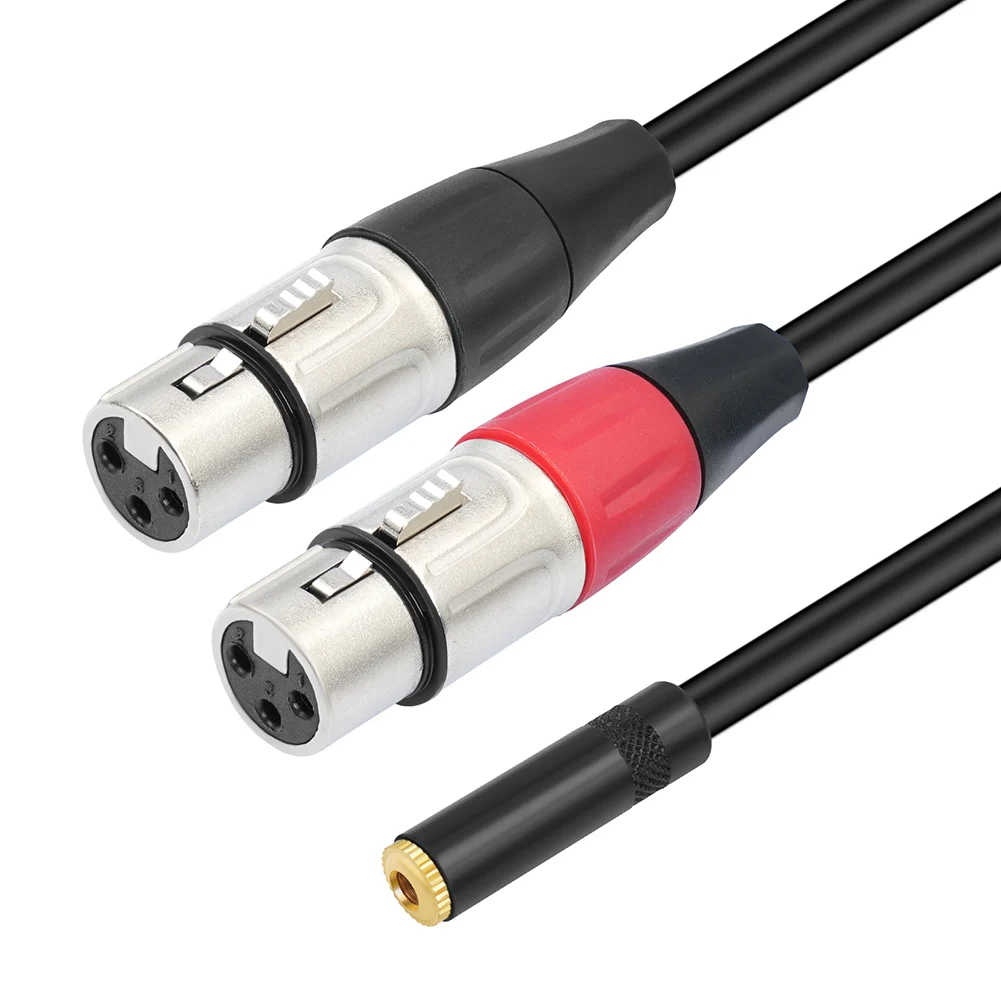 3.5mm Dual XLR To 1/8 Female Adapter 0.3m 1/8 To XLR Microphone Cable for Stereo Mic To L & R Audio Track