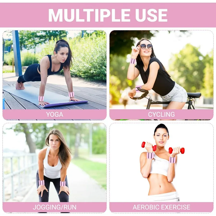 Wearable Wrist & Ankle Weights, Set of 2 (1 LB ea.), Adjustable Arm Weights Set, Weight Loss Bracelet, For Running, Walking, Jog