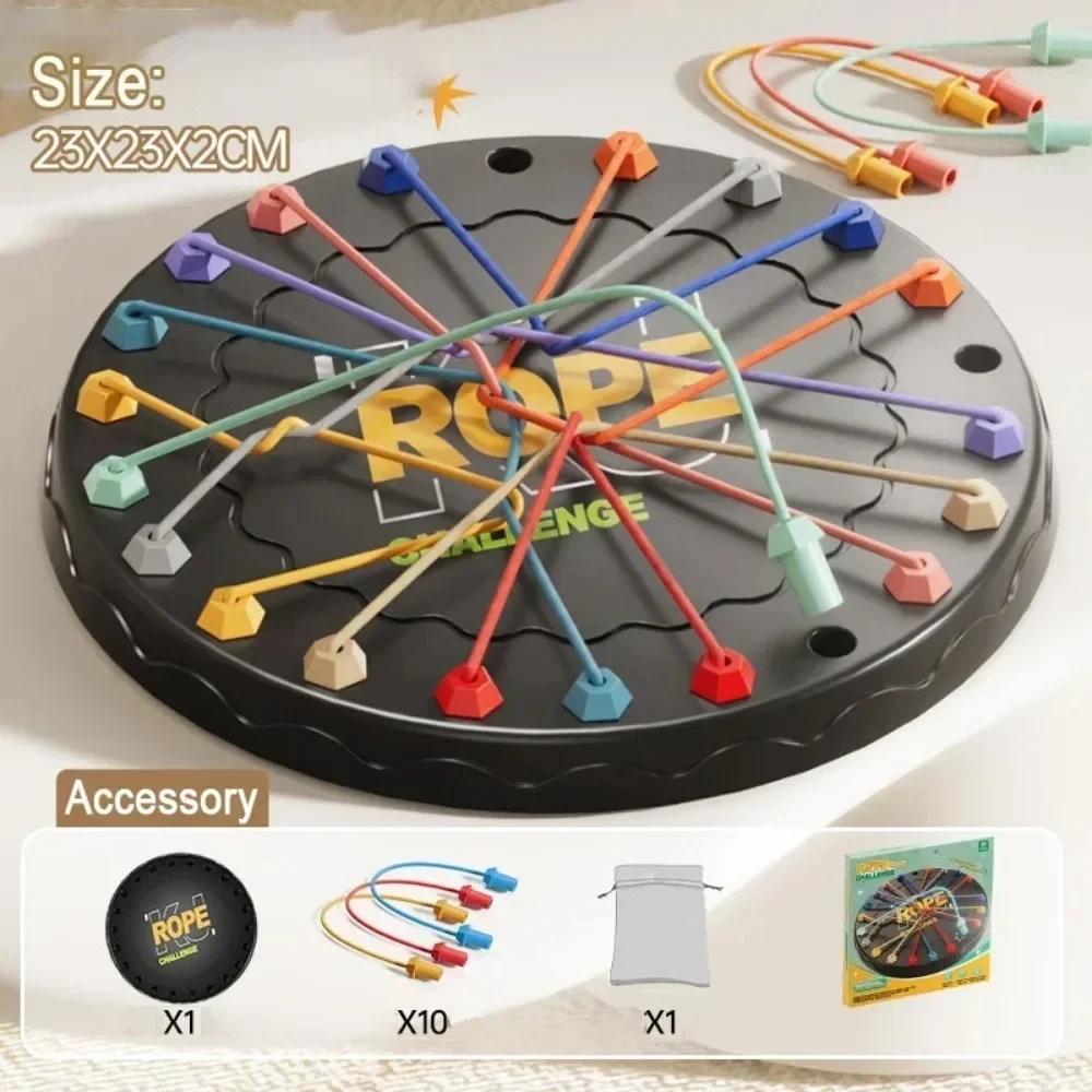 Children's Rope Knots Sensory Social Board Game Logical Thinking Challenge Table Game Color Sorting with 10 Ropes