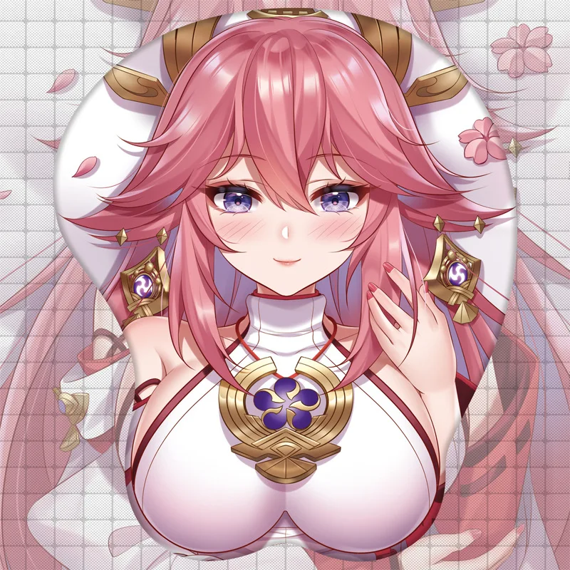 

Игровой коврик для мыши Genshin Impact Yae Miko 3D, коврик для мыши для рук и запястья, силиконовый мягкий коврик для мыши Oppai для груди, офисный подарок для работы
