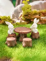 5 miniature tree stump garden art accessories resin decoration, garden landscape accessories, resin creative crafts 3