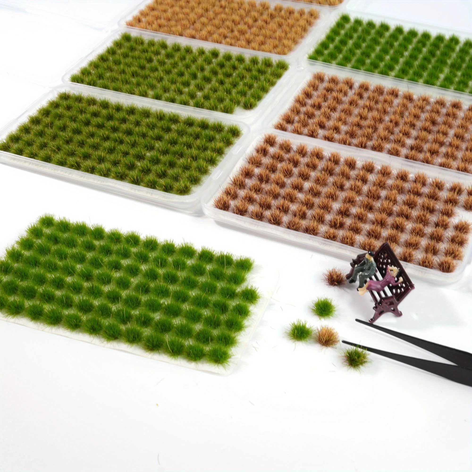 Enhanced Static Model Grass Tuft Kit with Tweezers and Storage Box for Patios and Terrain Projects