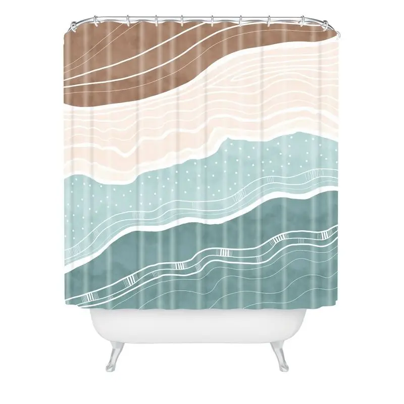 

Modern Beach Abstract II Blue/Brown Shower Curtain for Artistic Flair